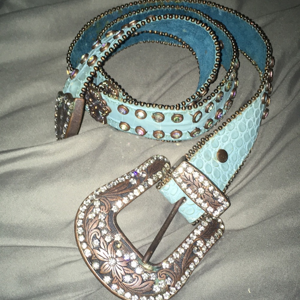 Blue rhinestone belt